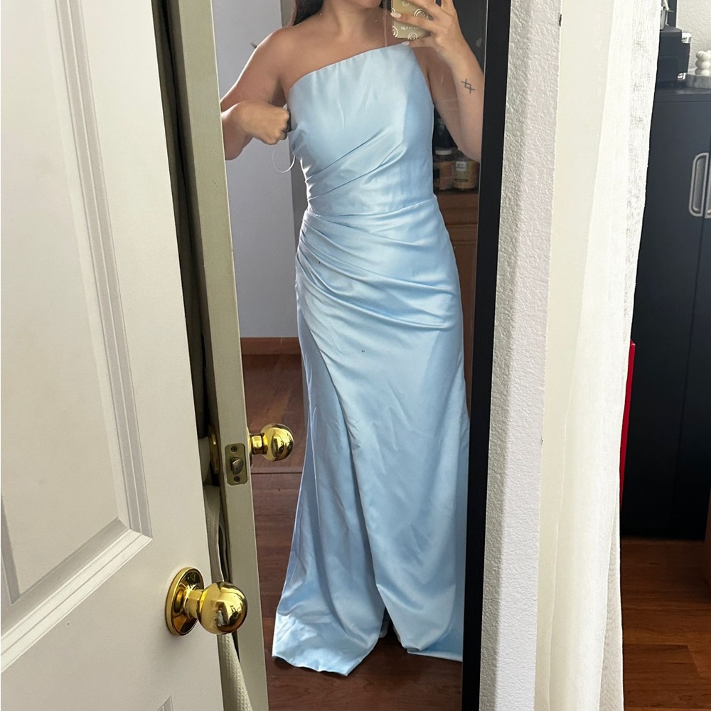 Elegant Light Blue Bridesmaid Dress custom made